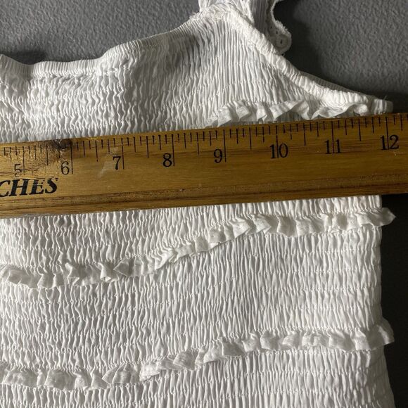 Hello Molly Maxi Dress Cotton Tiered Eyelet Smocked Pockets Sundress Sz 4 White - Picture 9 of 12